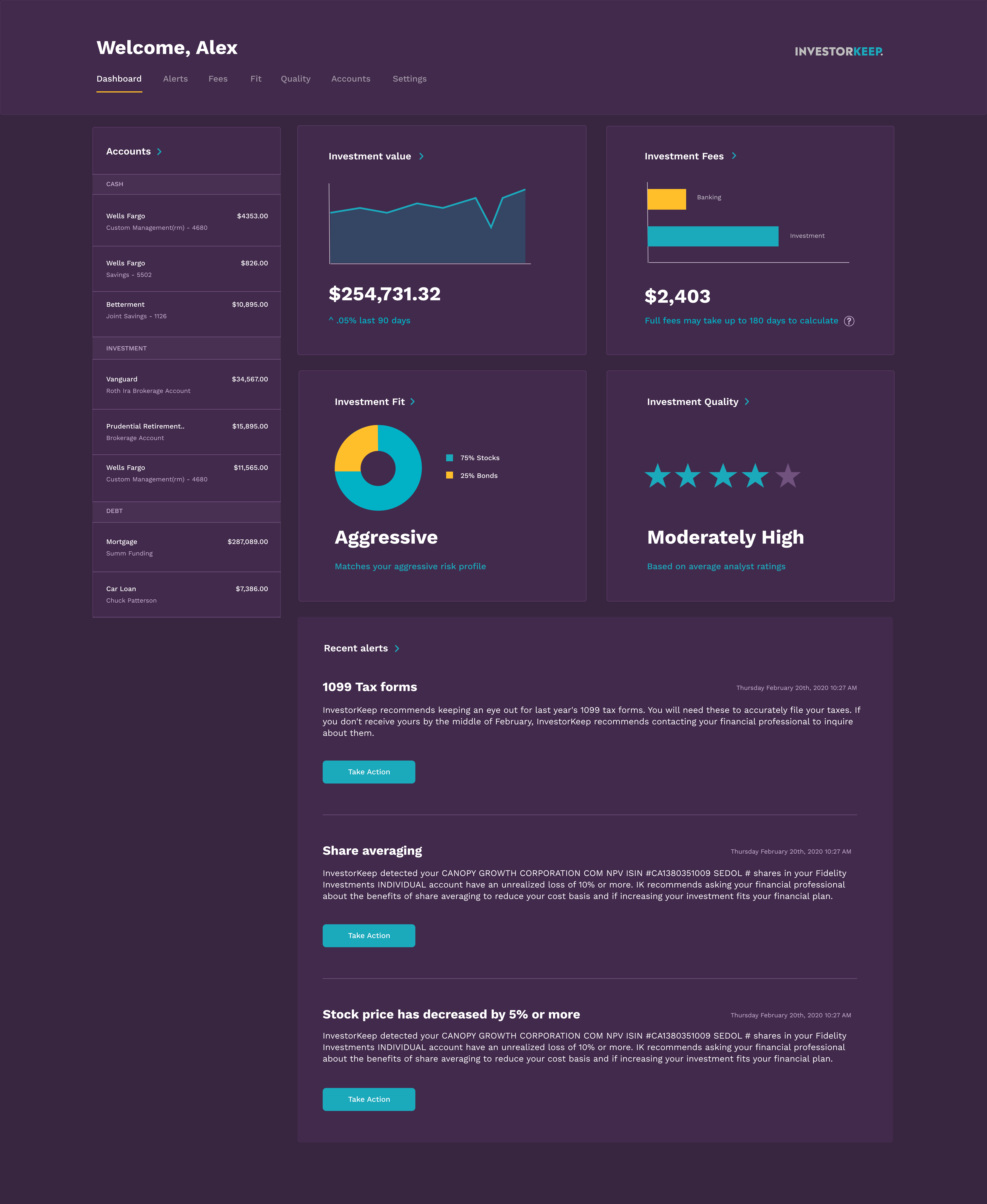 InvestorKeep dashboard